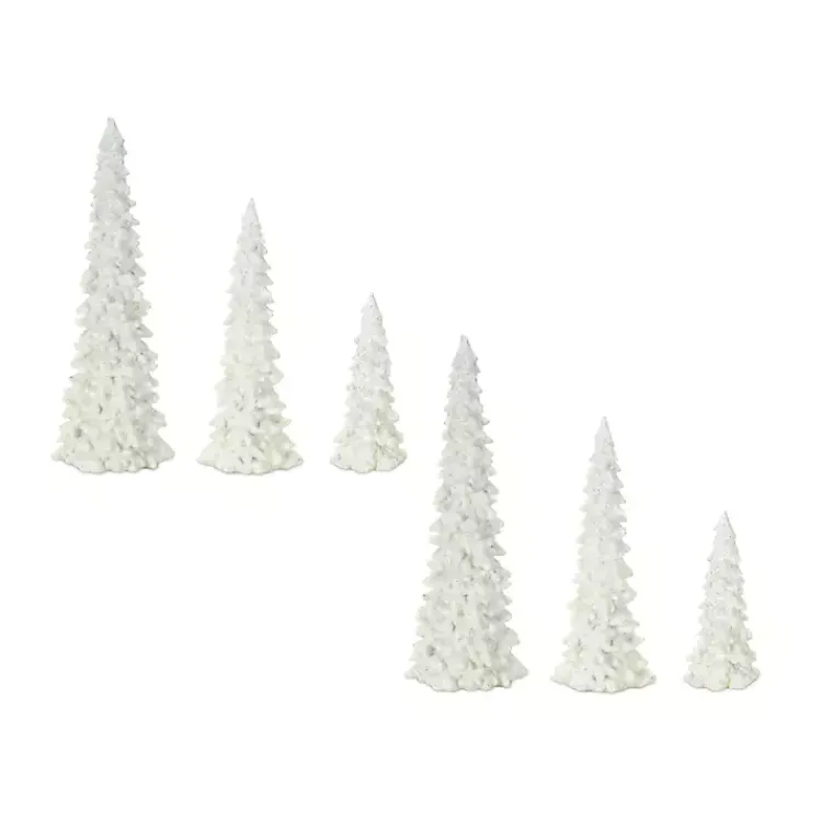 Best Flocked Resin Cone Tree Figurines, Set of 6 Christmas Decorations