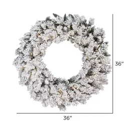 Discount Flocked Snow Italian Warm Lights Wreath Christmas Wreaths