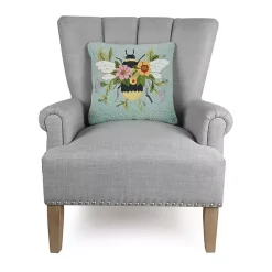 New Floral Bee Hooked Throw Pillow Pillows