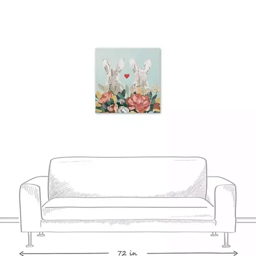 Outlet Floral Bunny Couple Canvas Art Print Easter Decorations