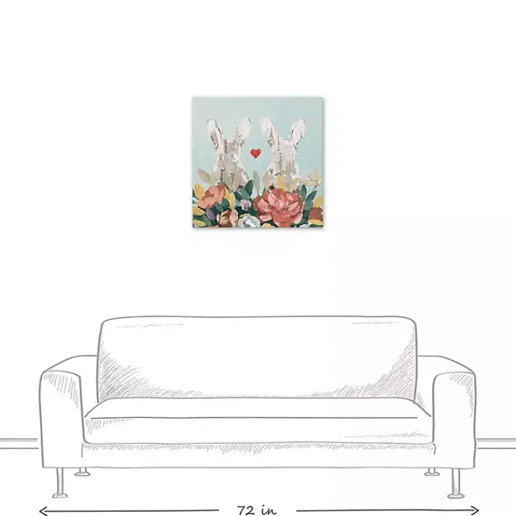 Outlet Floral Bunny Couple Canvas Art Print Easter Decorations