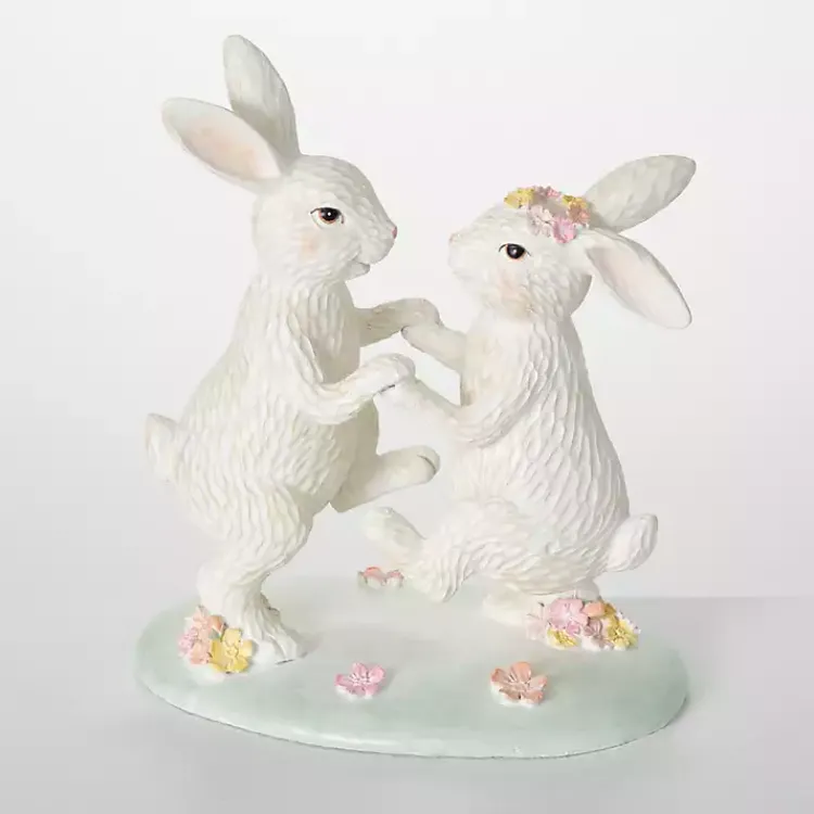 Floral Dancing Bunnies Statue Easter Decorations