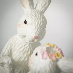 Floral Dancing Bunnies Statue Easter Decorations