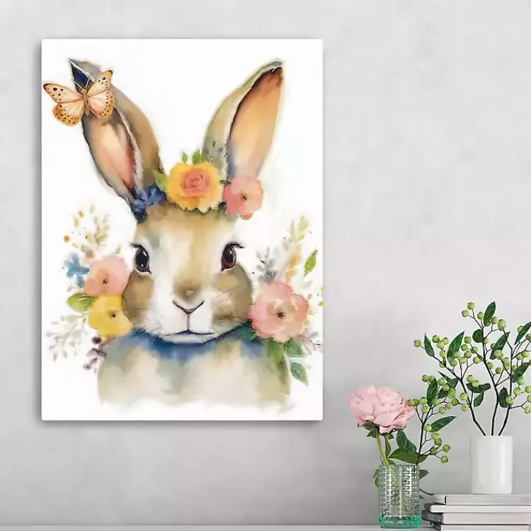 New Floral Easter Bunny Canvas Art Print Easter Decorations