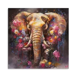 Kirklands Home Canvas Art|Floral Elephant Canvas Art Print
