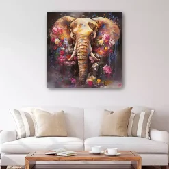 Kirklands Home Canvas Art|Floral Elephant Canvas Art Print