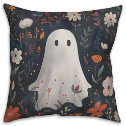 Floral Ghost Throw Pillow Halloween