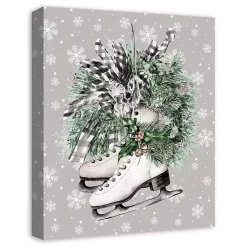 Clearance Floral Ice Skates Canvas Art Print Christmas Art & Wall Decor