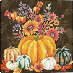 Clearance Floral Pumpkins Canvas Art Print Fall