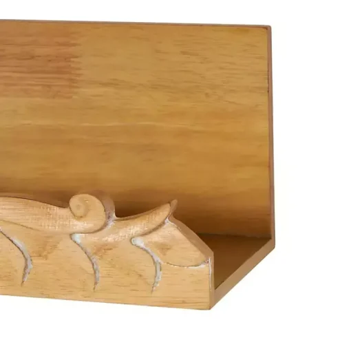 Kirklands Home Shelves|Floral Scroll Natural Wood Wall Shelf