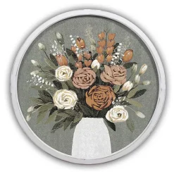 Kirklands Home Framed Art|Floral Spice Bouquet Round Framed Print White