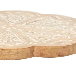 Kirklands Home Serving & Entertaining|Floral Wood Lazy Susan Cake Stand Brown