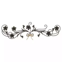 Kirklands Home Wall Plaques|Flower Scroll Metal Wall Plaque Black