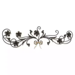 Kirklands Home Wall Plaques|Flower Scroll Metal Wall Plaque Black
