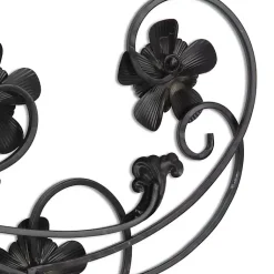Kirklands Home Wall Plaques|Flower Scroll Metal Wall Plaque Black