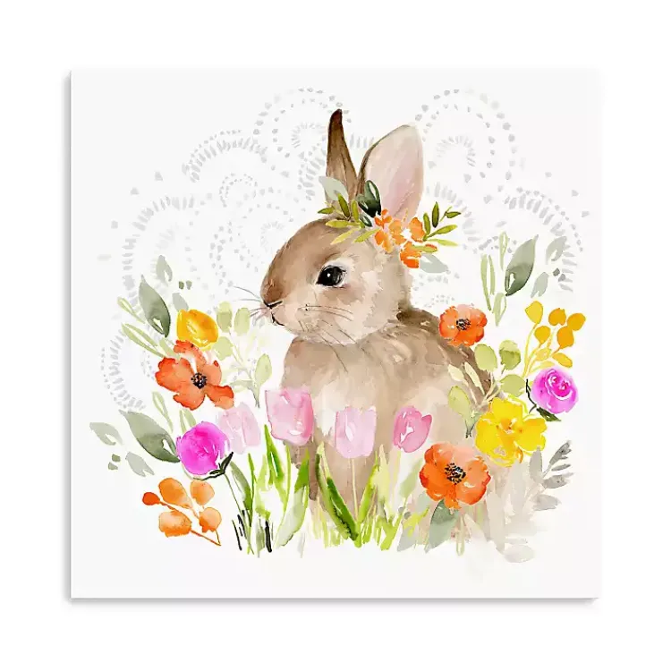 New Flowers & Bunny Canvas Art Print Easter Decorations
