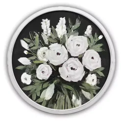 Kirklands Home Framed Art|Flowers on Black Background White Framed Art Print