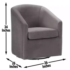 Kirklands Home Accent Chairs|Fog Velvet Swivel Barrel Accent Chair Gray
