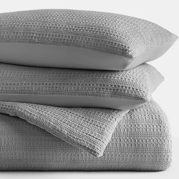 Kirklands Home Comforters|Fog Waffle Ultra-Soft 3-pc. Queen Comforter Set Gray