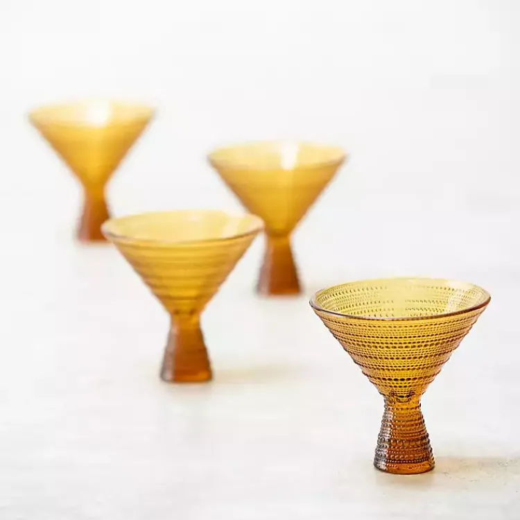 Kirklands Home Glassware & Drinkware|Fortessa Amber Jupiter Martini Glasses, Set of 4 Orange