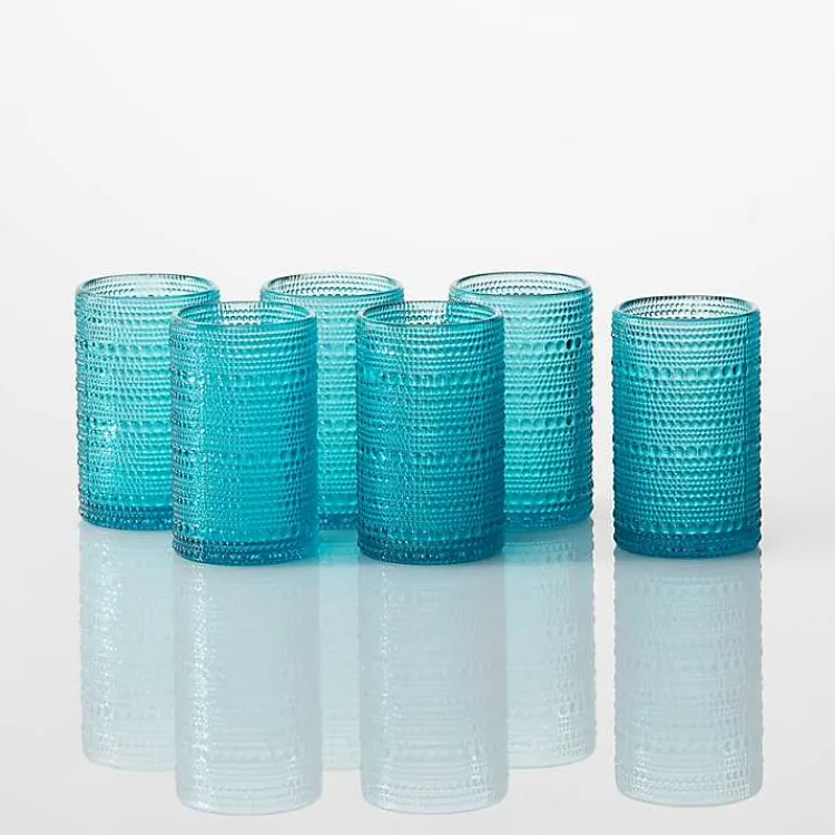 Kirklands Home Glassware & Drinkware|Fortessa Lagoon Bead Tall Glasses, Set of 6 Blue