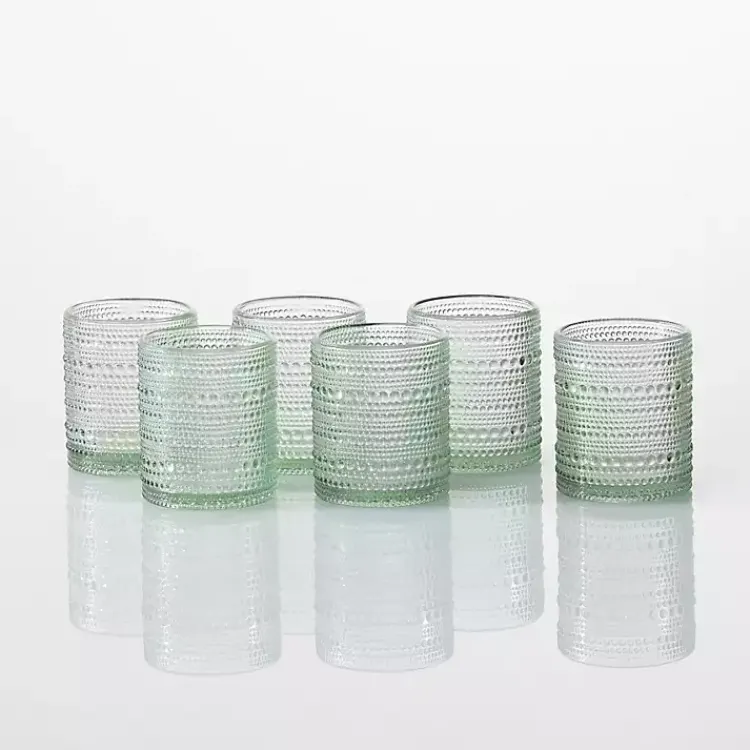 Kirklands Home Glassware & Drinkware|Fortessa Sage Bead Short Glasses, Set of 6 Green