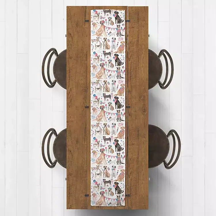 Kirklands Home Table Linens|Fourth of July Patriotic Pups Table Runner, 90 in.