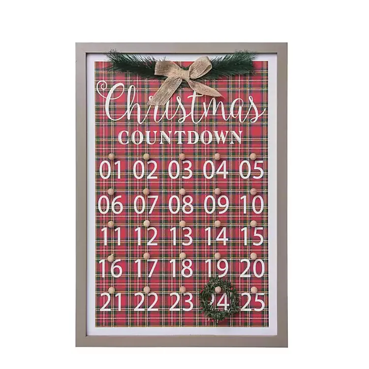 Best Framed Christmas Countdown Plaid Wall Plaque Christmas Art & Wall Decor