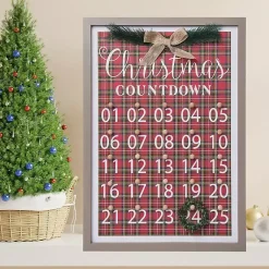 Best Framed Christmas Countdown Plaid Wall Plaque Christmas Art & Wall Decor