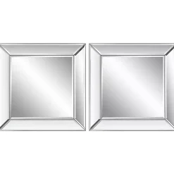 Kirklands Home Decorative Mirrors|Frameless Beveled Square Mirrors, Set of 2