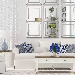 Kirklands Home Decorative Mirrors|Frameless Beveled Square Mirrors, Set of 2