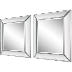 Kirklands Home Decorative Mirrors|Frameless Beveled Square Mirrors, Set of 2