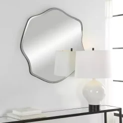 Kirklands Home Decorative Mirrors|Frameless Beveled Wavy Wall Mirror