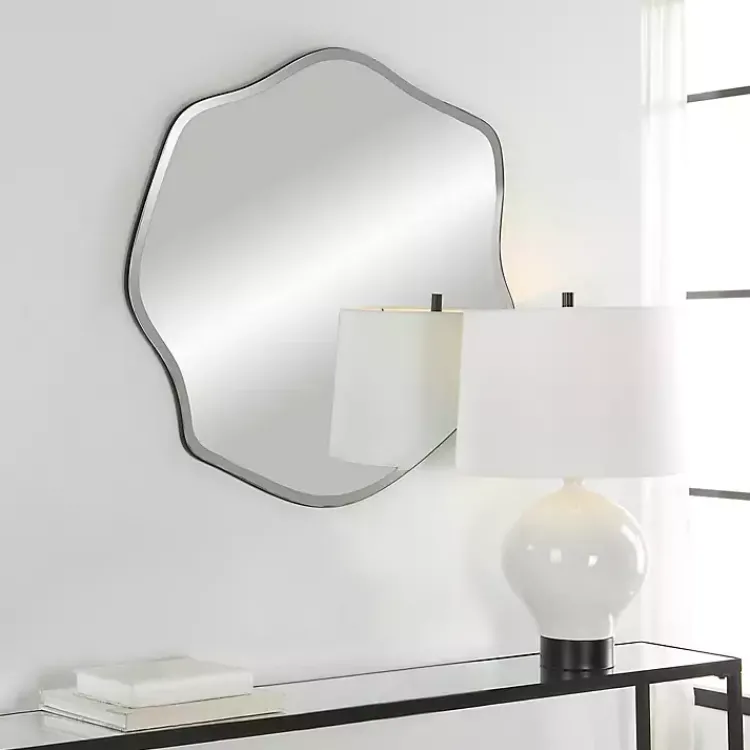 Kirklands Home Decorative Mirrors|Frameless Beveled Wavy Wall Mirror