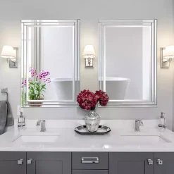 Kirklands Home Decorative Mirrors|Frameless Double Panel Wall Mirror