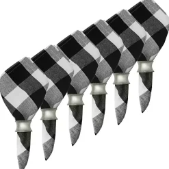 Kirklands Home Table Linens|Franklin Gingham Napkins, Set of 6 Black