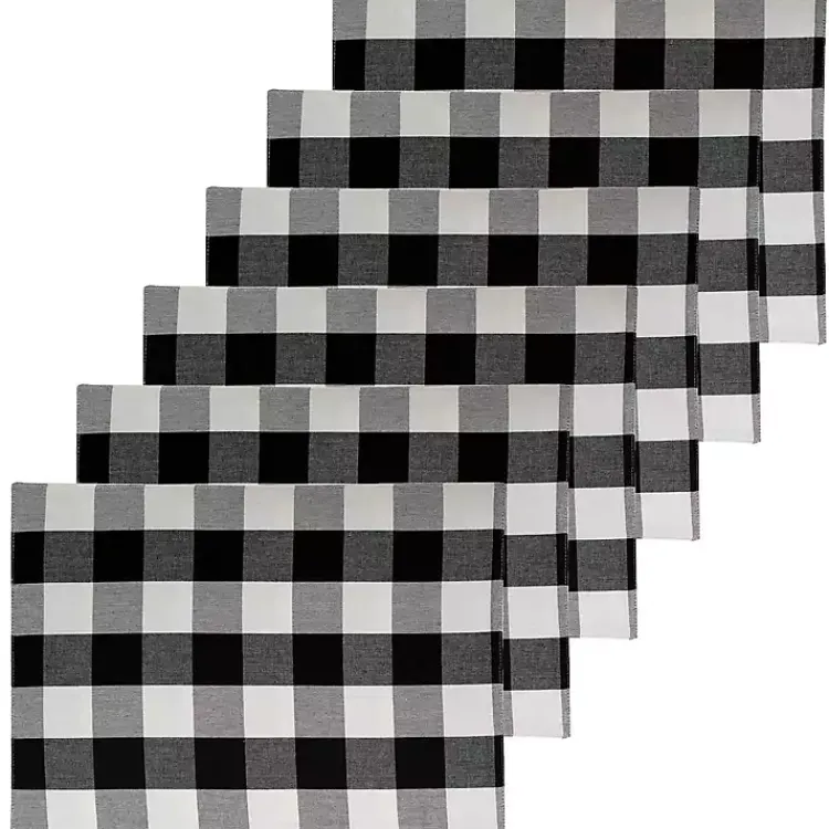 Kirklands Home Table Linens|Franklin Gingham Placemats, Set of 6 Black