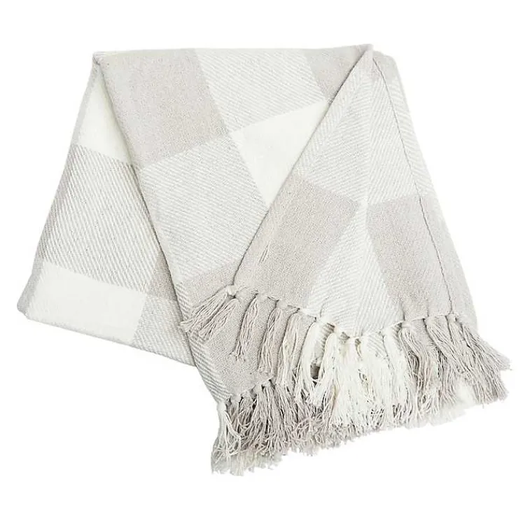 Hot Franklin Light Gray Buffalo Check Throw Blankets & Throws