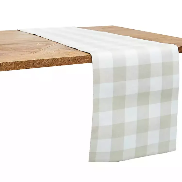 Kirklands Home Table Linens|Franklin Pebble Gingham Table Runner Tan