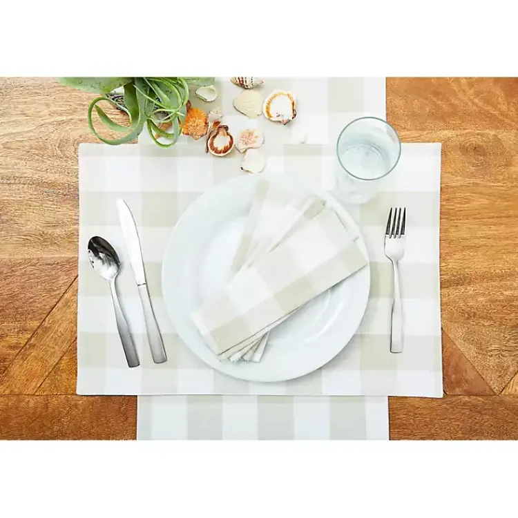 Kirklands Home Table Linens|Franklin Pebble Gingham Table Runner Tan