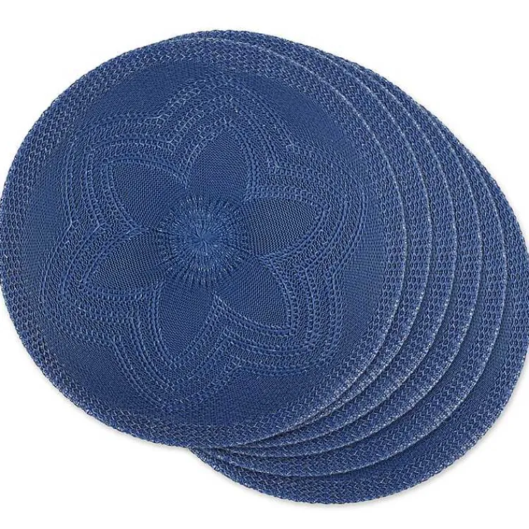 Kirklands Home Table Linens|French Woven Round Placemats, Set of 6 Blue