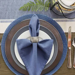 Kirklands Home Table Linens|French Woven Round Placemats, Set of 6 Blue