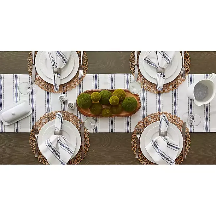 Kirklands Home Table Linens|French Zig Zag Stripe Table Runner, 72 in. Blue