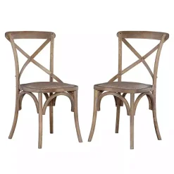Kirklands Home Dining Chairs|French Country X-Back Dining Chairs, Set of 2 Gray
