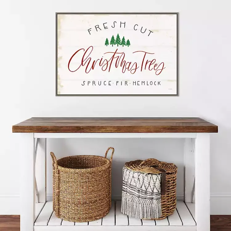 Discount Fresh Cut Trees Framed Canvas Print Christmas Art & Wall Decor