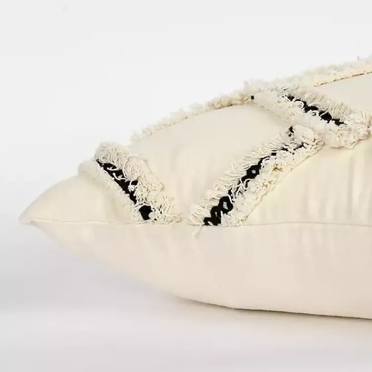 Clearance Fringe Stitched Lattice Throw Pillow Pillows