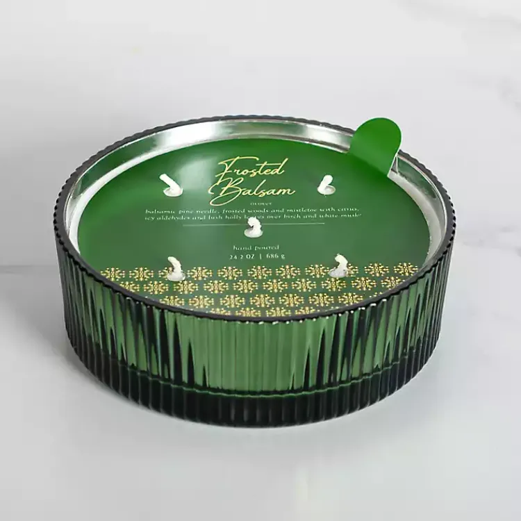 Hot Frosted Balsam Ribbed Dish Jar Candle Candles