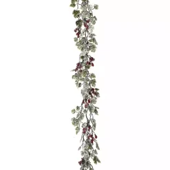 Outlet Frosted Grape Leaf and Berry Christmas Garland Arrangements & Greenery