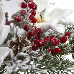 Online Frosted Magnolia Berry Candle Holder Arrangements & Greenery