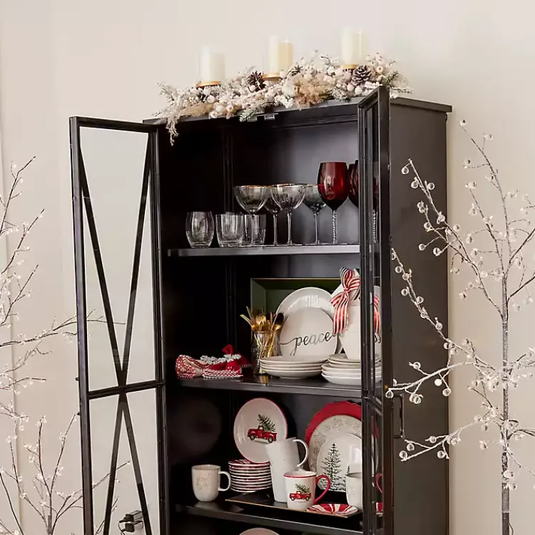 New Frosted Pampas and Berries Candle Centerpiece Christmas Centerpieces